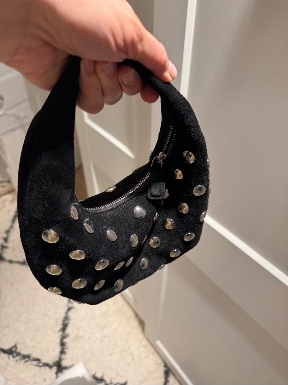 Madewell Black Suede Mini Hobo with Silver Studs - Picture 6 of 6